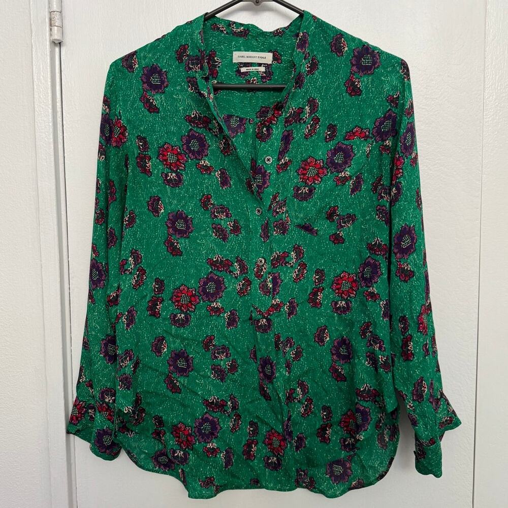 Isabel Marant Étoile Green Floral Sheer Button-up Blouse Size 34 (XS US)